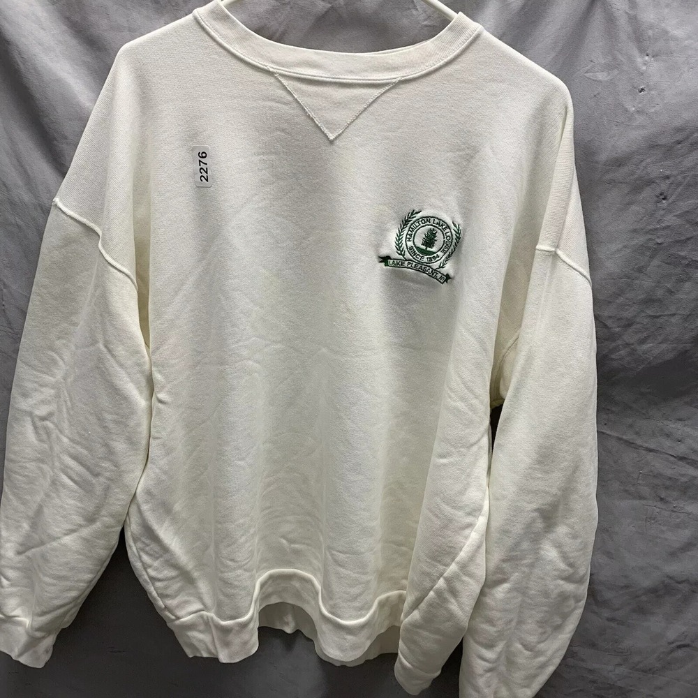 Lake Lodge Sweater Adult Extra Large White Long Sleeve Lake Pleasant, NY Men's